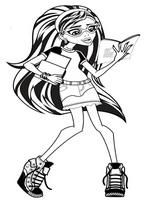 kolorowanki monster high, malowanka dla dziewczynek do wydruku, obrazek Ghoulia Yelps czyta książkę - do pokolorowania numer  74